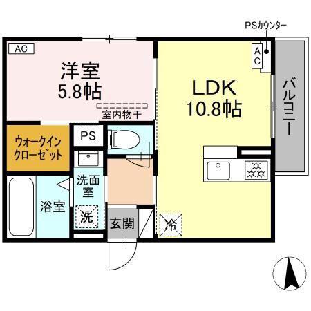 D-HILLS領家II(1LDK/1階)の間取り写真