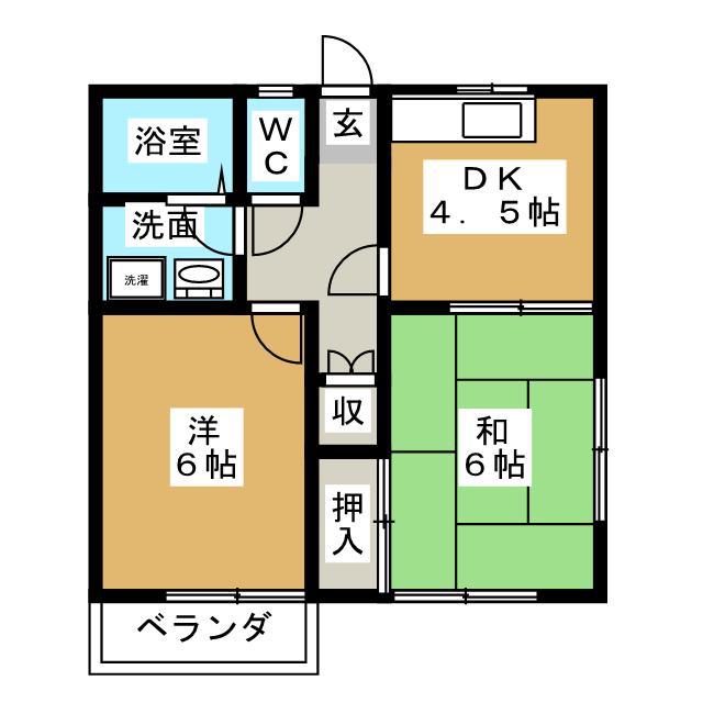 コーポローズ(2DK/1階)の間取り写真
