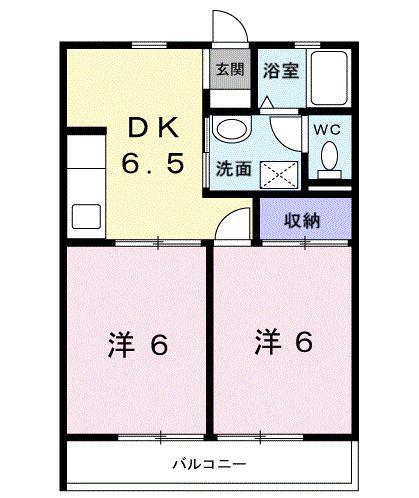 サザンコート(2DK/1階)の間取り写真