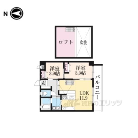 GRANDLATTICEKAWARAMA(2LDK/6階)の間取り写真