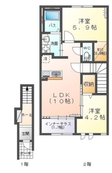 クレストコート(2LDK/2階)の間取り写真