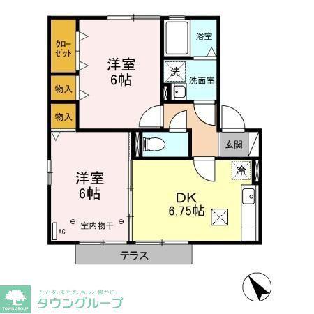 アーバンコートD(2DK/1階)の間取り写真