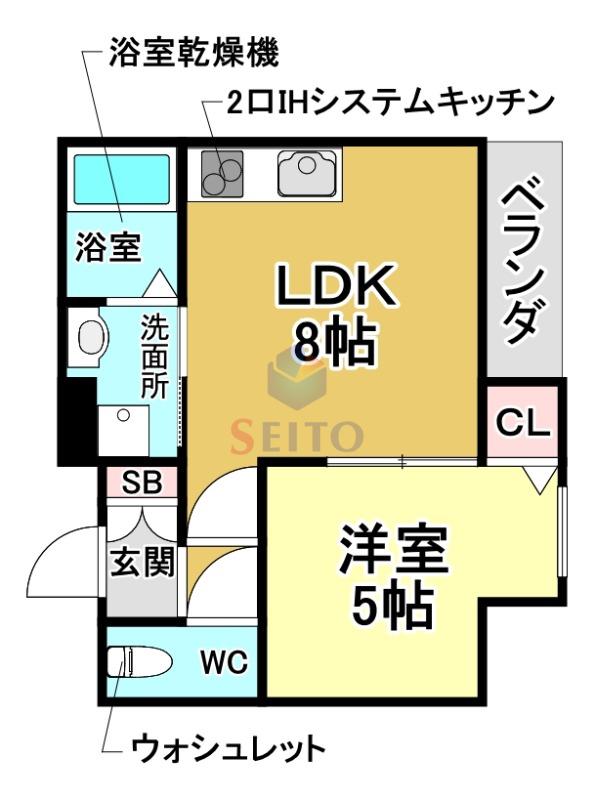 HARU豊中曽根(1LDK/1階)の間取り写真