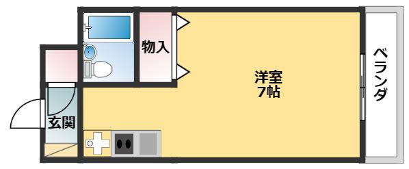ヴィラフィオーレ(ワンルーム/2階)の間取り写真