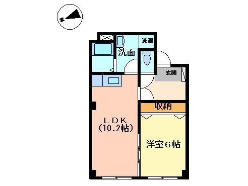 マンション中澤(1LDK/4階)の間取り写真