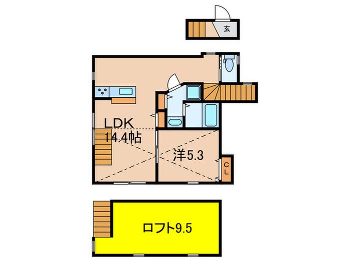 こもれびハウス(1LDK/2階)の間取り写真