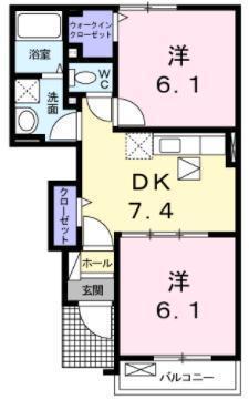 プロムナード・ベル(2DK/1階)の間取り写真