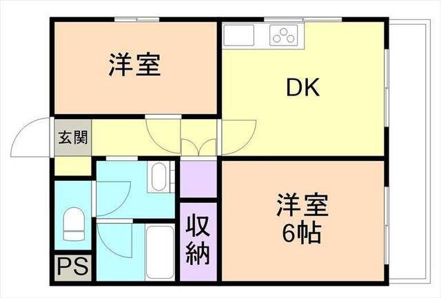 シャルマンフジ砂山(2DK/1階)の間取り写真