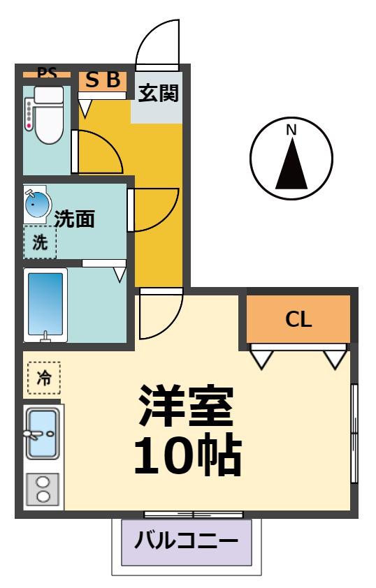 クレール A棟(1K/1階)の間取り写真