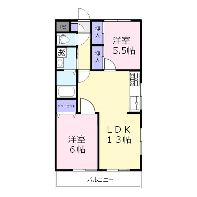 オーキッドマンション(2LDK/2階)の間取り写真