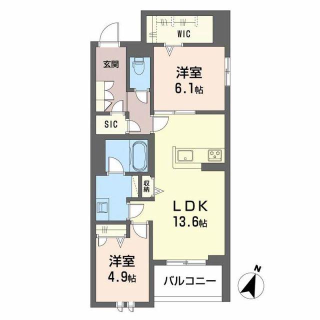 WAVE 伏見(2LDK/3階)の間取り写真