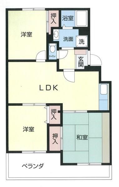 プラザ東太田(3LDK/2階)の間取り写真