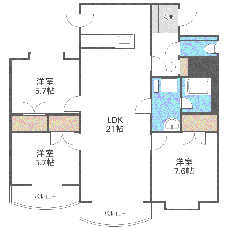 ラビリンス山の手(3LDK/3階)の間取り写真