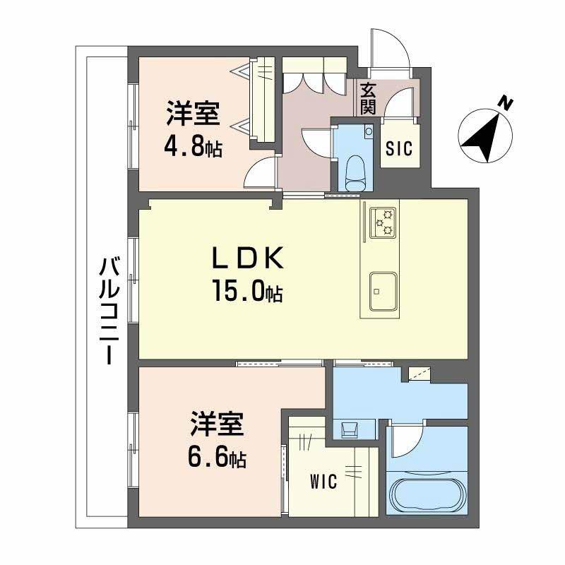 シャーメゾン高宮通(2LDK/2階)の間取り写真