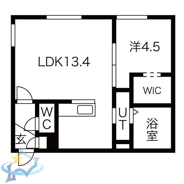 POEM南8条(1LDK/4階)の間取り写真
