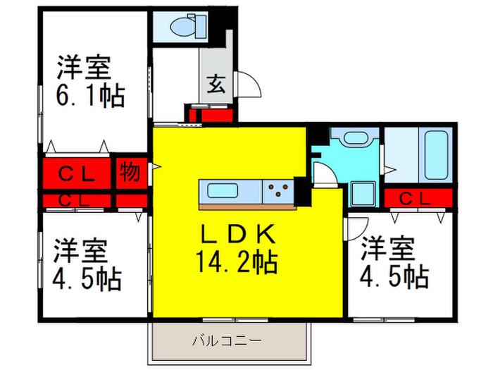 チェリーヒルズUENO(3LDK/2階)の間取り写真