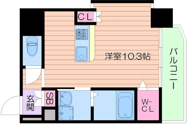 OAK彌榮 夕陽ヶ丘(ワンルーム/11階)の間取り写真
