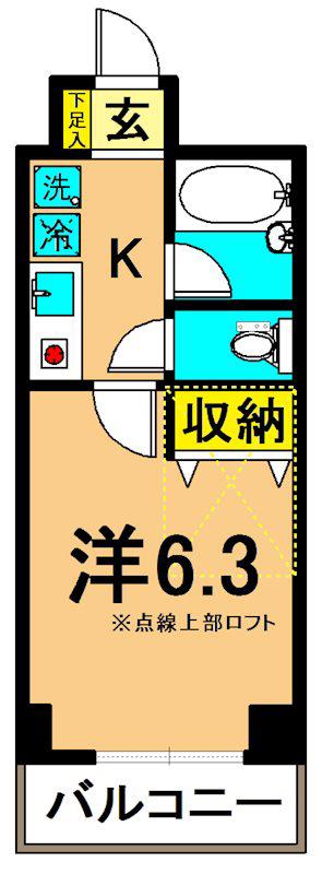 エクセルシオール(1K/2階)の間取り写真