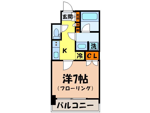 トア山手フラッツ(1K/6階)の間取り写真