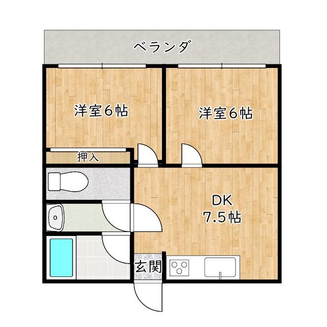 共立戎マンション(2DK/3階)の間取り写真