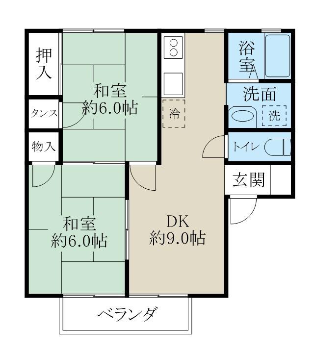 第一ニュー中村(2LDK/2階)の間取り写真