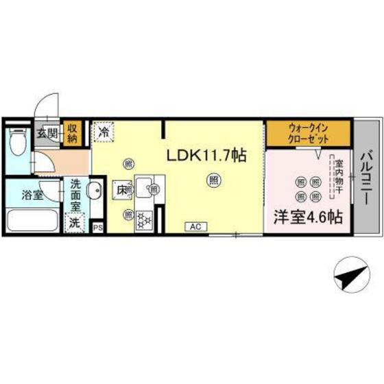 TAMURA西川口(1LDK/1階)の間取り写真