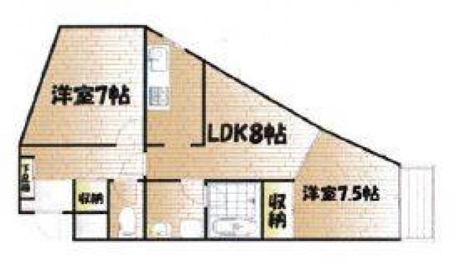 ウッディハイツ(2LDK/2階)の間取り写真