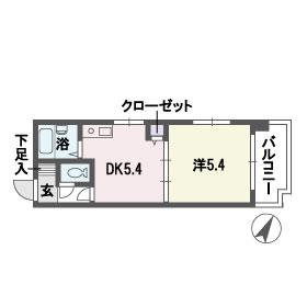 グランフォート平和(1DK/4階)の間取り写真