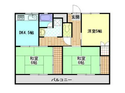 サン・コーポラス加茂 2号棟(3DK/2階)の間取り写真