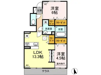 エミグラント(2LDK/1階)の間取り写真