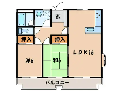 ハイツアキヤマA(2LDK/2階)の間取り写真