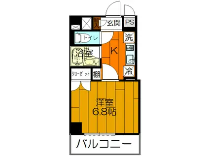 ルペール・ネコザネ(1K/4階)の間取り写真