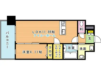 LEGENDTSUTSUI(1LDK/15階)の間取り写真