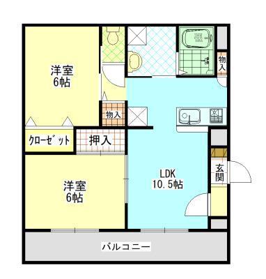 サン・オーレせんだ(2LDK/2階)の間取り写真