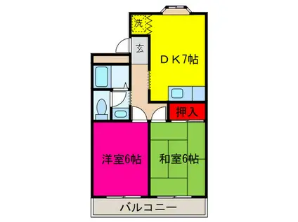 マンション田中(2DK/2階)の間取り写真
