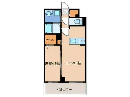 S-RESIDENCE名島(1LDK/1階)の間取り写真