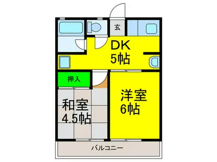 シティハイムOHHATA(2DK/2階)の間取り写真