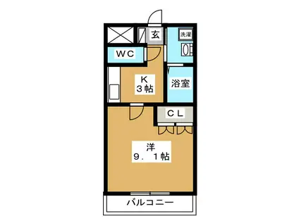 シェモア(1K/1階)の間取り写真