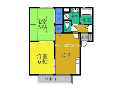 ヴィラIII(2DK/2階)の間取り写真