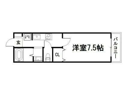 フィオーレ芝本II(1K/1階)の間取り写真