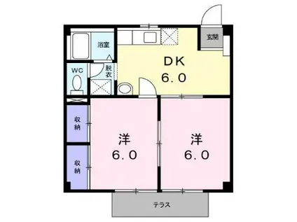 ニューシティ中川(2DK/1階)の間取り写真