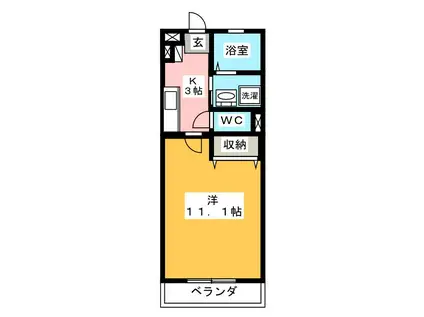 ミュゼ草薙(1K/2階)の間取り写真