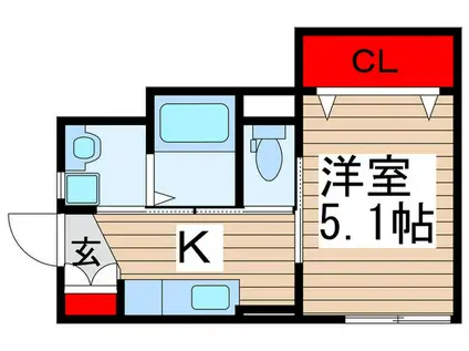 サンフォリアB棟(1K/1階)の間取り写真