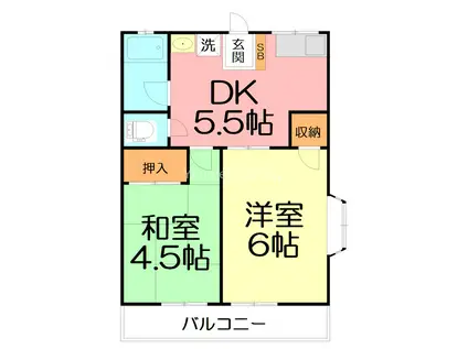 メゾン丸和(2DK/2階)の間取り写真