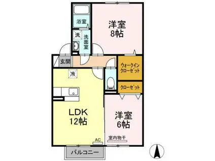 シャインポート屋島G(2LDK/2階)の間取り写真