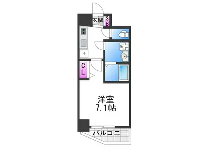 アドバンス大阪フルーヴ(1K/13階)の間取り写真
