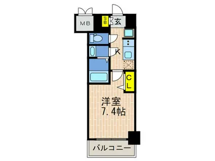 エスライズ神戸三宮山手通1番館(1K/2階)の間取り写真