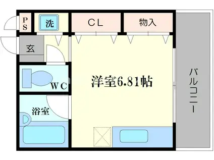 ビルシャナ(ワンルーム/4階)の間取り写真