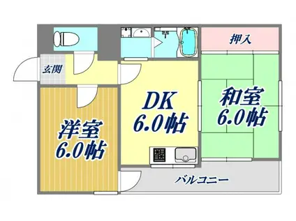 ハイム北夙川Ⅰ(2DK/1階)の間取り写真
