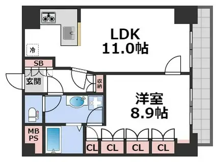 ライオンズマンション上六(1LDK/8階)の間取り写真